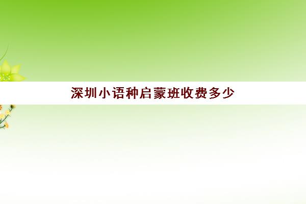 深圳小语种启蒙班收费多少(深圳粤语培训班)