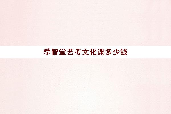 学智堂艺考文化课多少钱(艺考生文化课百日学案多少钱)