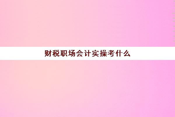 财税职场会计实操考什么(什么是管理会计)