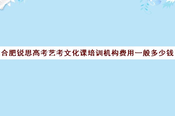 合肥锐思高考艺考文化课培训机构费用一般多少钱(合肥艺考生文化课培训机构排名)