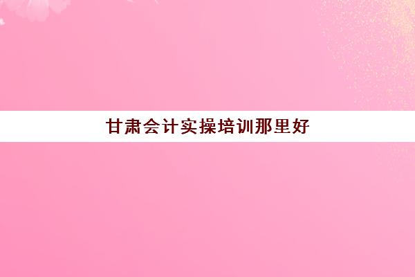 甘肃会计实操培训那里好(会计实账培训有必要去吗)