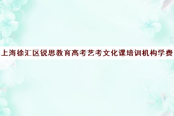 上海徐汇区锐思教育高考艺考文化课培训机构学费多少钱(艺考多少分能上一本)