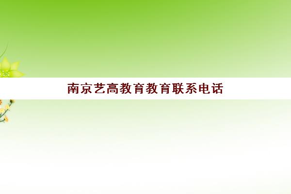 南京艺高教育教育联系电话（南京艺考培训机构有哪些）