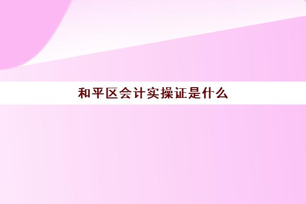 和平区会计实操证是什么(会计证初级能干啥)