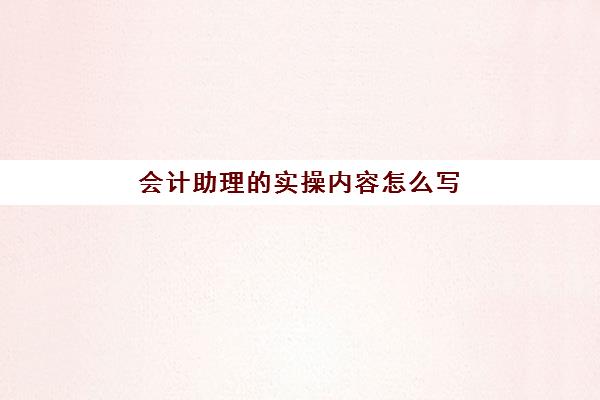 会计助理的实操内容怎么写(会计助理实践报告4000字)