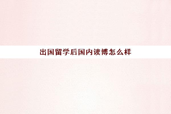 出国留学后国内读博怎么样(国外读博士和国内博士区别)