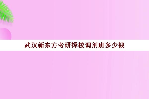 武汉新东方考研择校调剂班多少钱(武汉考研机构实力排名最新)