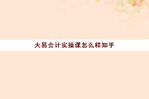 大易会计实操课怎么样知乎(会计事务所是做什么)