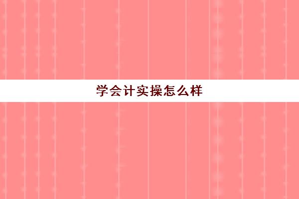 学会计实操怎么样(学会计自学好还是培训班好)