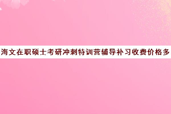 海文在职硕士考研冲刺特训营辅导补习收费价格多少钱