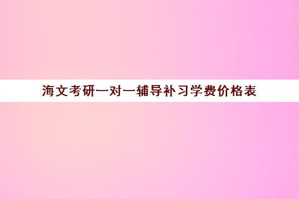 海文考研一对一辅导补习学费价格表