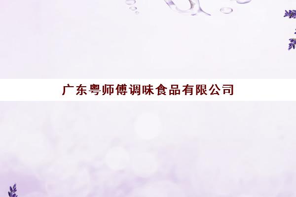 广东粤师傅调味食品有限公司(上海粤师傅公司老板是谁)