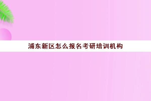 浦东新区怎么报名考研培训机构(上海市考研培训机构排名)