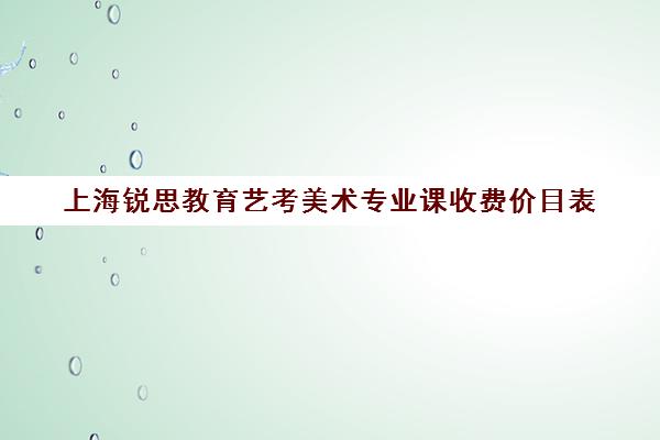 上海锐思教育艺考美术专业课收费价目表（上海艺考美术分数线）