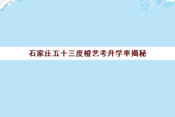 石家庄五十三度橙艺考升学率揭秘