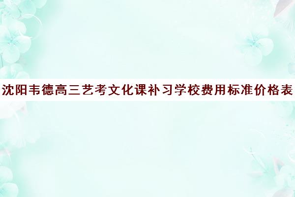 沈阳韦德高三艺考文化课补习学校费用标准价格表