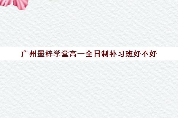 广州墨梓学堂高一全日制补习班好不好