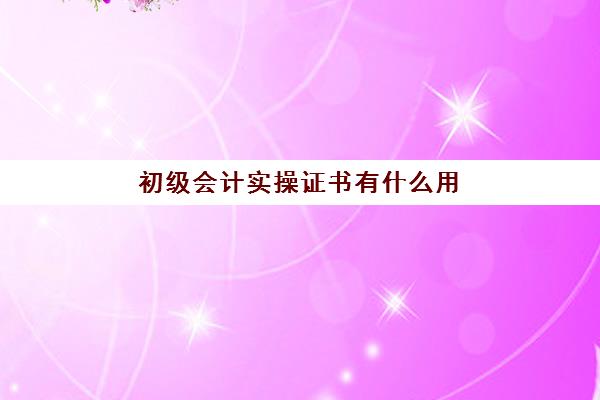 初级会计实操证书有什么用(初级会计证拿到后还要做什么吗)