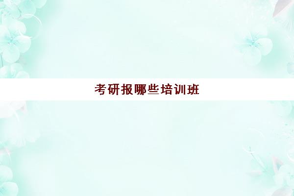 考研报哪些培训班(考研自学好还是报班好)