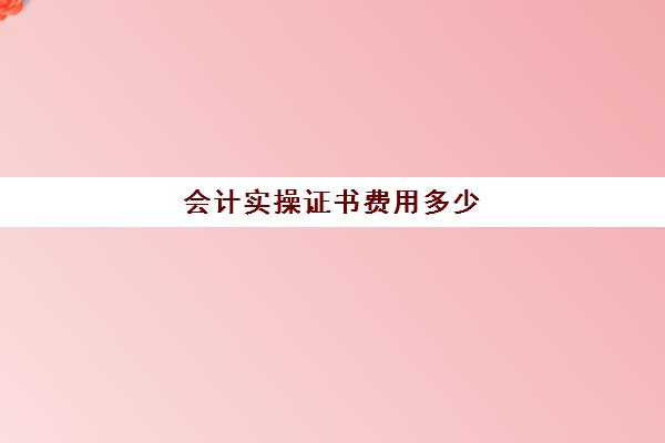 会计实操证书费用多少(普通人怎么考会计证多少钱)