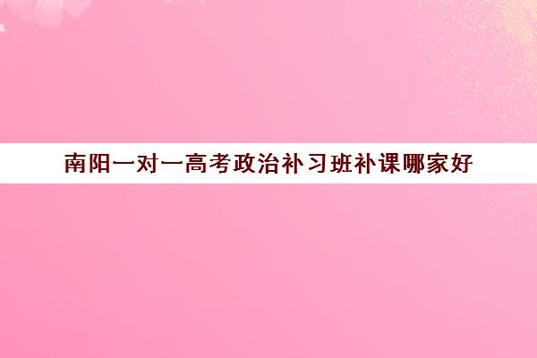 南阳一对一高考政治补习班补课哪家好