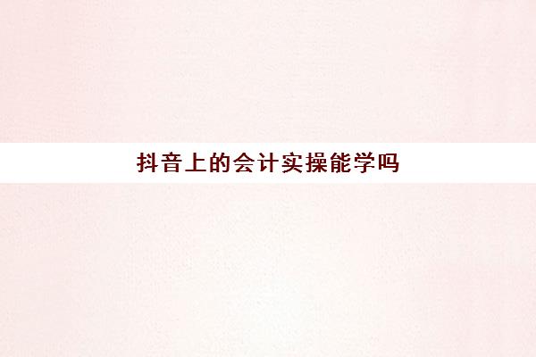 抖音上的会计实操能学吗(会计零基础好学吗)