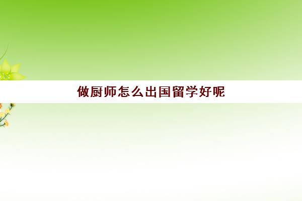 做厨师怎么出国留学好呢(出国厨师老板直招)