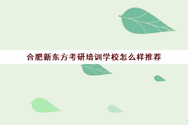 合肥新东方考研培训学校怎么样推荐(新东方培训学校地址)