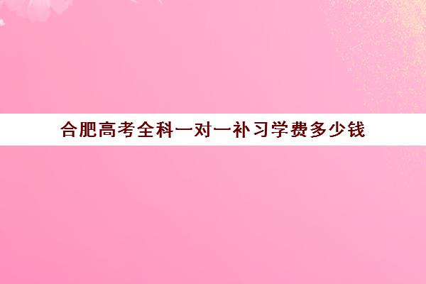 合肥高考全科一对一补习学费多少钱