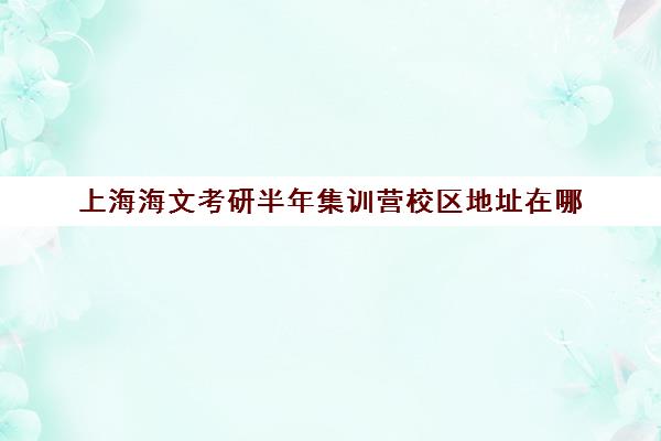 上海海文考研半年集训营校区地址在哪（海文考研培训怎么样）