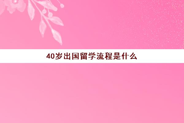 40岁出国留学流程是什么(普通人怎样才能出国)