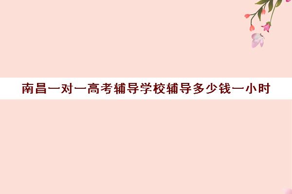 南昌一对一高考辅导学校辅导多少钱一小时(南昌高中补课机构有哪些)