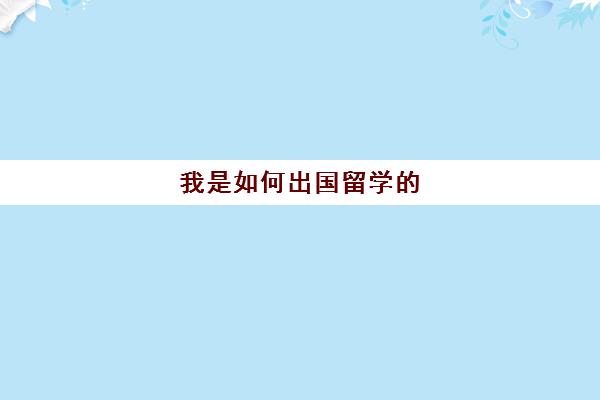 我是如何出国留学的(怎么去国外上大学)