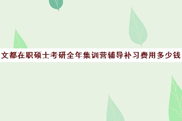 文都在职硕士考研全年集训营辅导补习费用多少钱