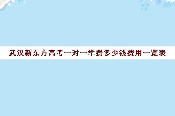 武汉新东方高考一对一学费多少钱费用一览表(武汉高考培训学校哪个好)