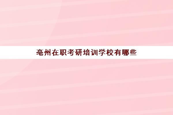 亳州在职考研培训学校有哪些(在职研究生哪个培训机构好)