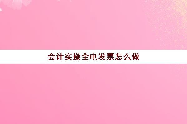 会计实操全电发票怎么做(收到电费发票怎么做账)