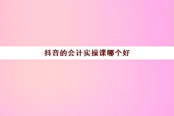 抖音的会计实操课哪个好(学会计哪个网课比较好)