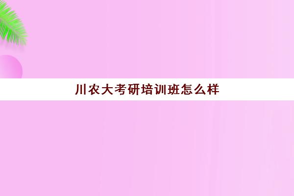 川农大考研培训班怎么样(四川农业大学研究生怎么样)