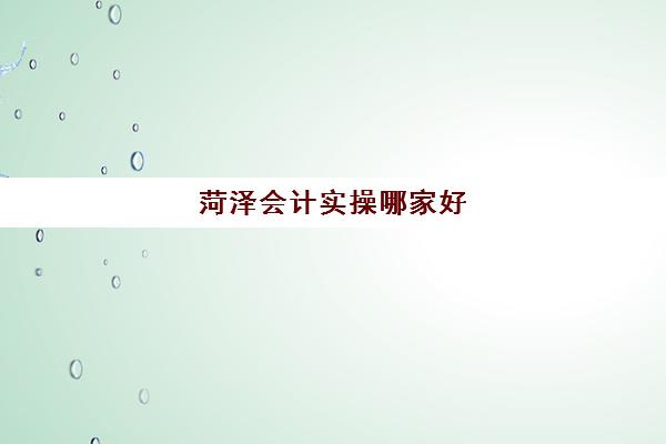 菏泽会计实操哪家好(菏泽有哪些比较好技校)