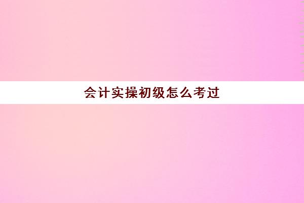 会计实操初级怎么考过(初级会计自学能过吗)