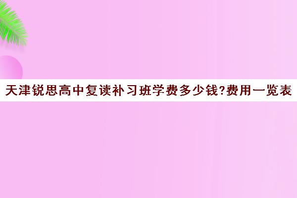 天津锐思高中复读补习班学费多少钱?费用一览表