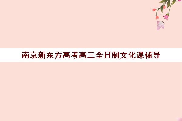 南京新东方高考高三全日制文化课辅导(新东方全日制高三学费)