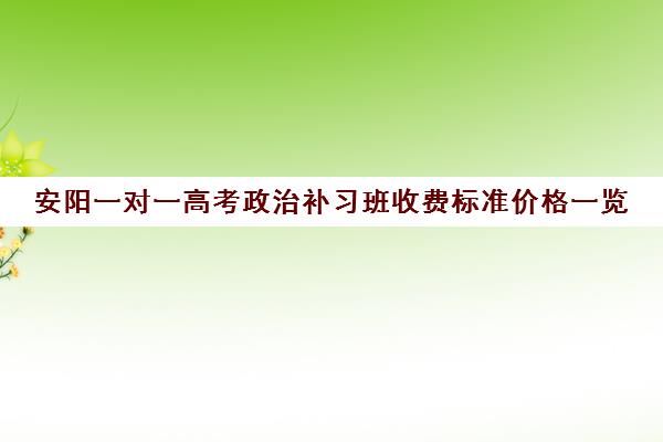 安阳一对一高考政治补习班收费标准价格一览