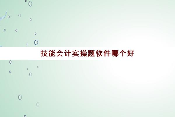 技能会计实操题软件哪个好(会计实训软件有哪些)