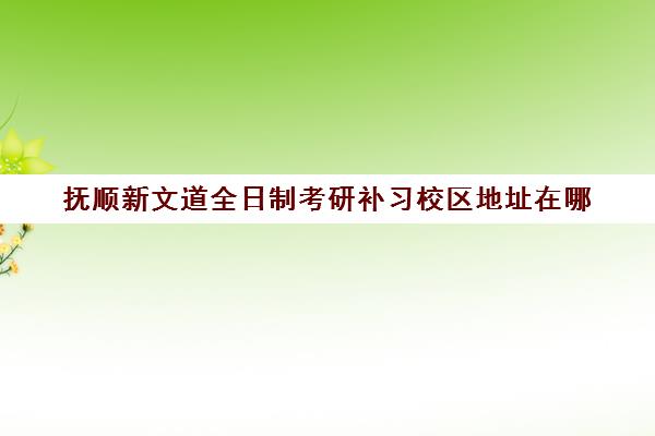 抚顺新文道全日制考研补习校区地址在哪