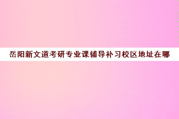 岳阳新文道考研专业课辅导补习校区地址在哪