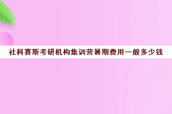 社科赛斯考研机构集训营暑期费用一般多少钱（社科赛斯考研班价格）