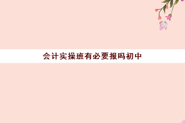 会计实操班有必要报吗初中(初中毕业学会计好吗)