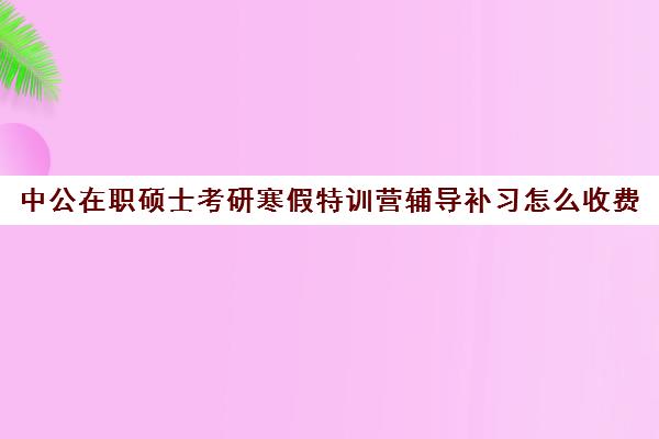 中公在职硕士考研寒假特训营辅导补习怎么收费